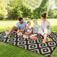thumbnail image 4 of Twister.CK 8x10' Waterproof Outdoor Rug, Reversible Plastic Patio Rugs with Storage Bag, Portable Modern Indoor Outdoor Carpet for Camping, Balcony Deck Backyard, Black & Coffee, 4 of 8