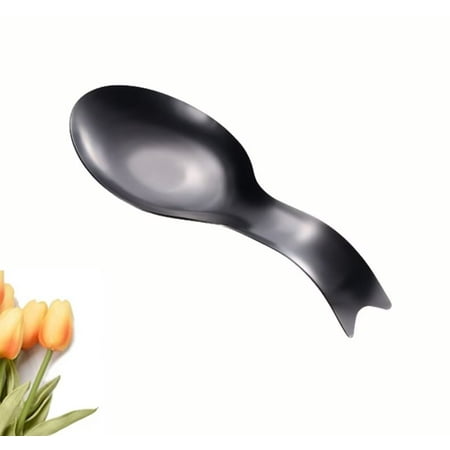 

Stainless Steel Spoon Rest Spoon Holder for Stove Top Spatula Ladle Holder Heavy Duty Utensil Spoon Rest for Kitchen Counter Dishwasher Safe Black