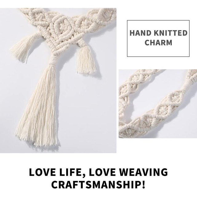 2 Pack Handmade Boho Curtain Ties, Hand Woven Cotton Rope Farmhouse Curtain Tie Holder