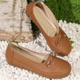 thumbnail image 4 of Miluxas Leather Flat Shoes, Lightweight Anti-Slip Breathable for Women Dressy Slip-On Bow-Knot Flats Loafers Brown 9.5(43), 4 of 9