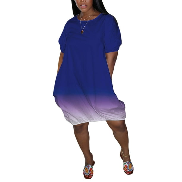 HIMONE Womens Plus Size Tunic Dress Pullover Short Sleeve Elastic