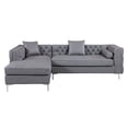 thumbnail image 3 of Chic Home Monet PU Leather Modern Contemporary Button Tufted with Silver Nail head Trim Silver tone Metal Y-leg Left Facing Sectional Sofa, Grey, 3 of 7
