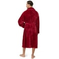 thumbnail image 4 of PAVILIA Mens Soft Robe, Plush Fluffy Fleece Bathrobe for Men, Long Sherpa Spa Robe with Shawl Collar (Wine Red,S/M), 4 of 9