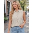 thumbnail image 4 of Jerdar Womens Button Down Linen Shirts Spring Summer Sleeveless Blouses Vest Tank Tops M, 4 of 5