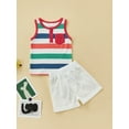 thumbnail image 3 of Liacowi 2Pcs Newborn Casual Outfits Baby Boys Contrast Color Tank Tops with Pocket+ Drawstring Shorts Set, 3 of 8