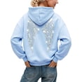 thumbnail image 2 of Textilo Sequin Angel Wings Hoodie for Women Sparkly Wing Print Long Sleeve Pullover Hooded Hoodie Trendy Baggy Casual Fashion Y2k Sweat Shirt,Light Blue XL, 2 of 5