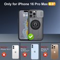 thumbnail image 6 of ANTSHARE for iPhone 16 Pro Max Case, Built In Slide Camera Cover & Rotatable Kickstand Ring [1 * Screen Protector] Military Heavy Duty ShockProof Protective Case for iPhone 16 Pro Max 6.9 Inch-Grey, 6 of 8