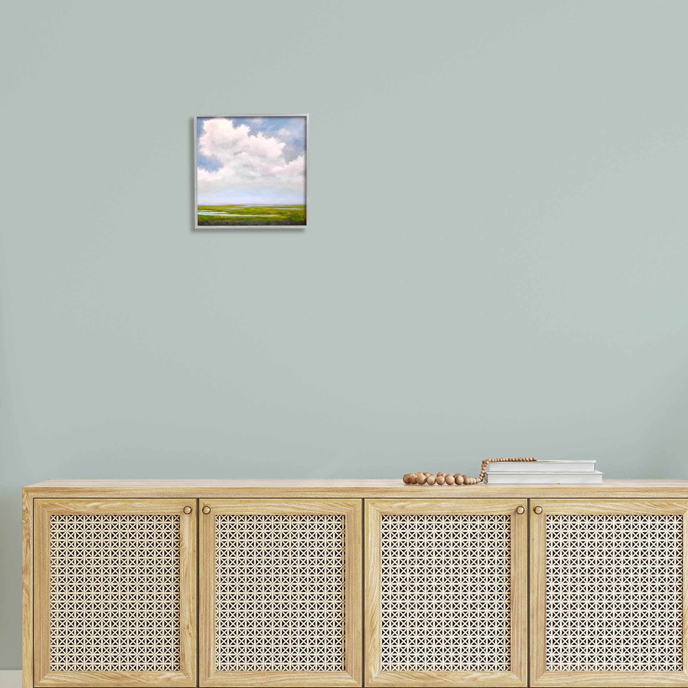 Stupell Industries Panoramic Meadow Horizon Clouds Painting Gray Framed Art Print Wall Art, Design by Catherine Andersen