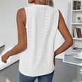 thumbnail image 6 of Wang6 Womens Plus Size Loose Tank Tops Causal Sleeveless Pleated T Shirts Summer Solid Hollow out Tops Crew Neck Tunic Tees White L, 6 of 6