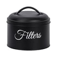 thumbnail image 1 of Coffee Filter Holder w/Lid，Black Coffee Filter Storage Container，Rustic Farmhouse Distressed Coffee Bar Decor（circular）, 1 of 5