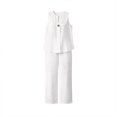 thumbnail image 5 of MXUIKV 2 Piece Sets for Women Summer Loose Fitted Sleeveless V-Neck T-Shirts Straight Leg Trousers(X-Large,White), 5 of 5