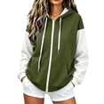 thumbnail image 3 of Jsaierl Women's Trendy Color Block Zip Up Hoodies Sweatshirts with Drawstring and Kangaroo Pocket Oversized Sporty Tops S-2XL, 3 of 6
