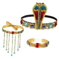 thumbnail image 4 of Accesorios de disfraz Zulema Tocado de reina de Egipto Collar de borlas Pulsera de cristal, 4 of 7