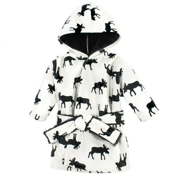 Hudson Baby Infant Boy Mink with Faux Fur Lining Pool and Beach Robe Cover-ups, Moose, 0-6 Months