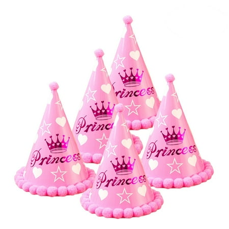 

HOMEMAXS 12pcs Cake Birthday Party Cone Hats with Pom Poms for Adults (Princess Star)