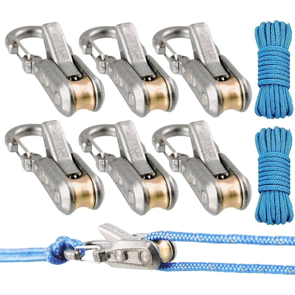 6-Pack Paracord Adjusters,ope Tightening Tool & Tensioner,Rope with Roller Tensioner Heavy-Duty Tie Down for Camping, Tarps, Guy Lines, Boating & Outdoor Gear