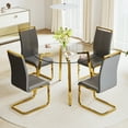 thumbnail image 6 of DUOSONG Modern Minimalist Style Circular Transparent Tempered Glass Table, Tempered Glass Tabletop, Golden Metal Legs, Suitable For Kitchen, Dining Room, And Living Room, 42 "* 42" * 29.5 "1123R, 6 of 23