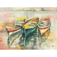 thumbnail image 2 of Florio, Luigi 32x25 Gold Ornate Wood Framed with Double Matting Museum Art Print Titled - Barche allormeggio, 2 of 4