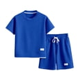 thumbnail image 5 of KPOPLK Toddler Baby Girl Summer Clothes 0 3 6 9 12 18 Months 2T 3T 4T Set Short Sleeves T-Shirt Tee Tops + Shorts Cute Outfits Set(4-5 Years,Blue), 5 of 7