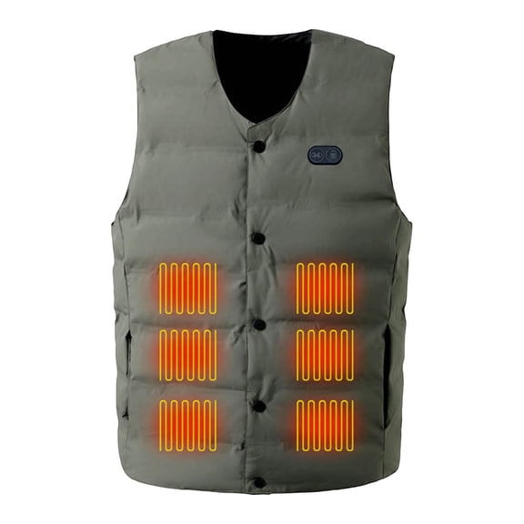 Wrtxtat Men's Heated Vest Button Down V Neck Vest with Pockets One Control 21 Heating Zones Vest Winter Warm Cycling Hunting Vest Big and Tall Green XXL