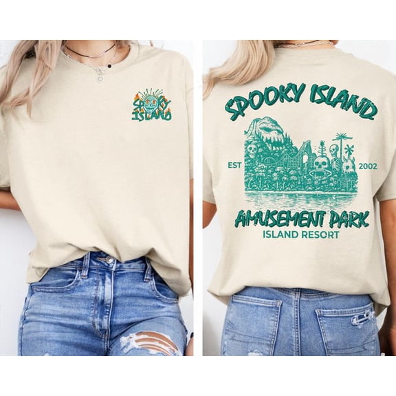 Spooky Island Tee, Retro Cartoon Movie T-shirt, Spooky Island Disco Men's And Women's Graphic Tee 100% Cotton by TBun, Full Sizes S-5XL