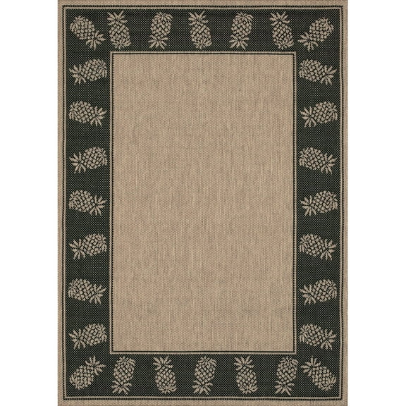 Couristan 2' x 3.5' Tropics Rectangular Area Throw Rug - Beige and Black