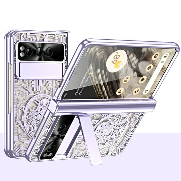 Dteck for Google Pixel Fold Case, Pixel Fold Hinge Protective Case with Kickstand, Hybrid Shockproof Hard PC Protective Rugged Case for Google Pixel Fold 2023,Purple