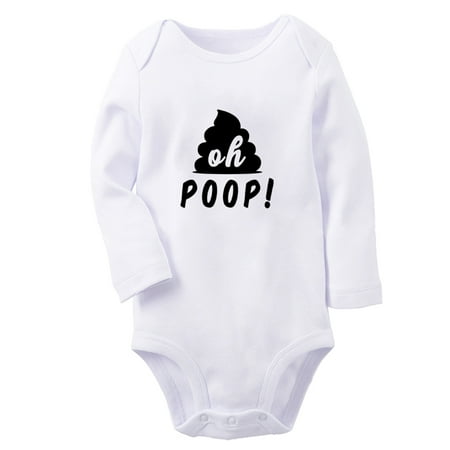 

Oh Poop! Funny Rompers Newborn Baby Unisex Bodysuits Infant Jumpsuits Toddler 0-12 Months Kids Long Sleeves Oufits (White 6-12 Months)