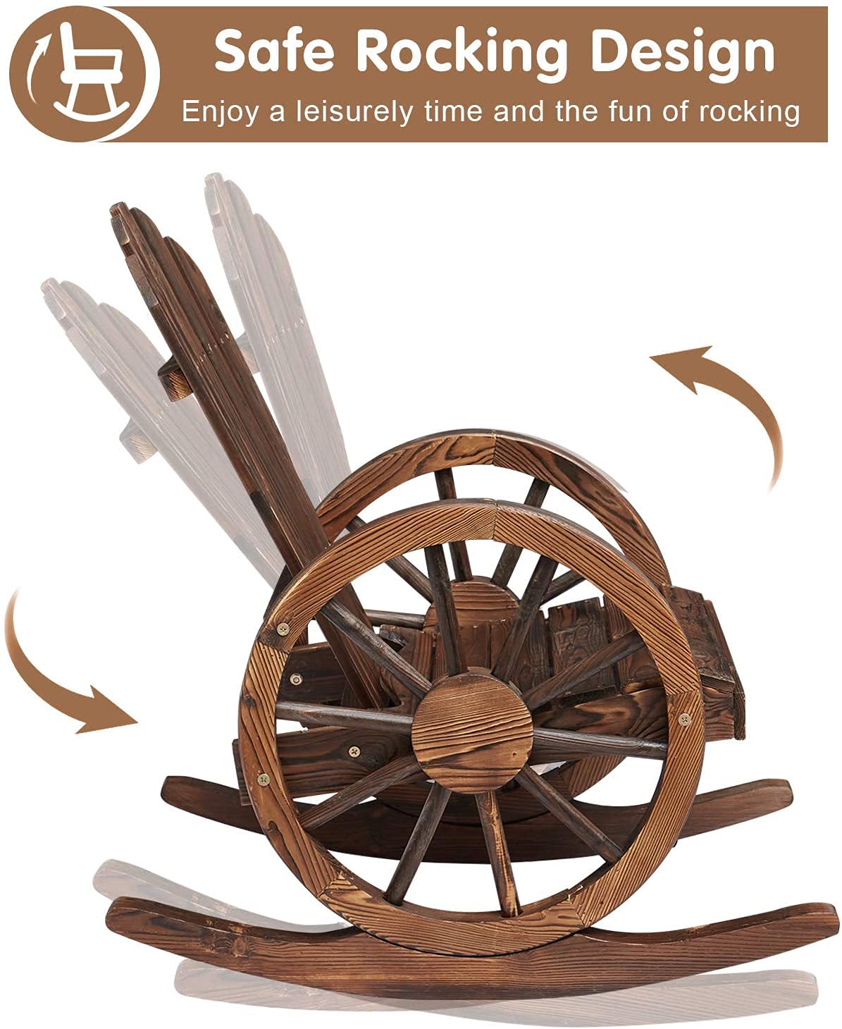 Buy Kinbor Wooden Outdoor Rocker Porch Slat Back Rocking Chair Online