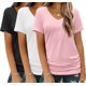 thumbnail image 1 of Camiseta HOTOUCH con cuello en V para mujer, corte holgado, paquete de 3 unidades, 1 of 5