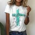 thumbnail image 1 of T-shirts à Manches Courtes pour Femmes Tops d'Été Tendance 2023 Femmes Casual en Vrac Imprimé Floral Col Rond Imprimé à Manches Courtes T-Shirt Tops, 1 of 8