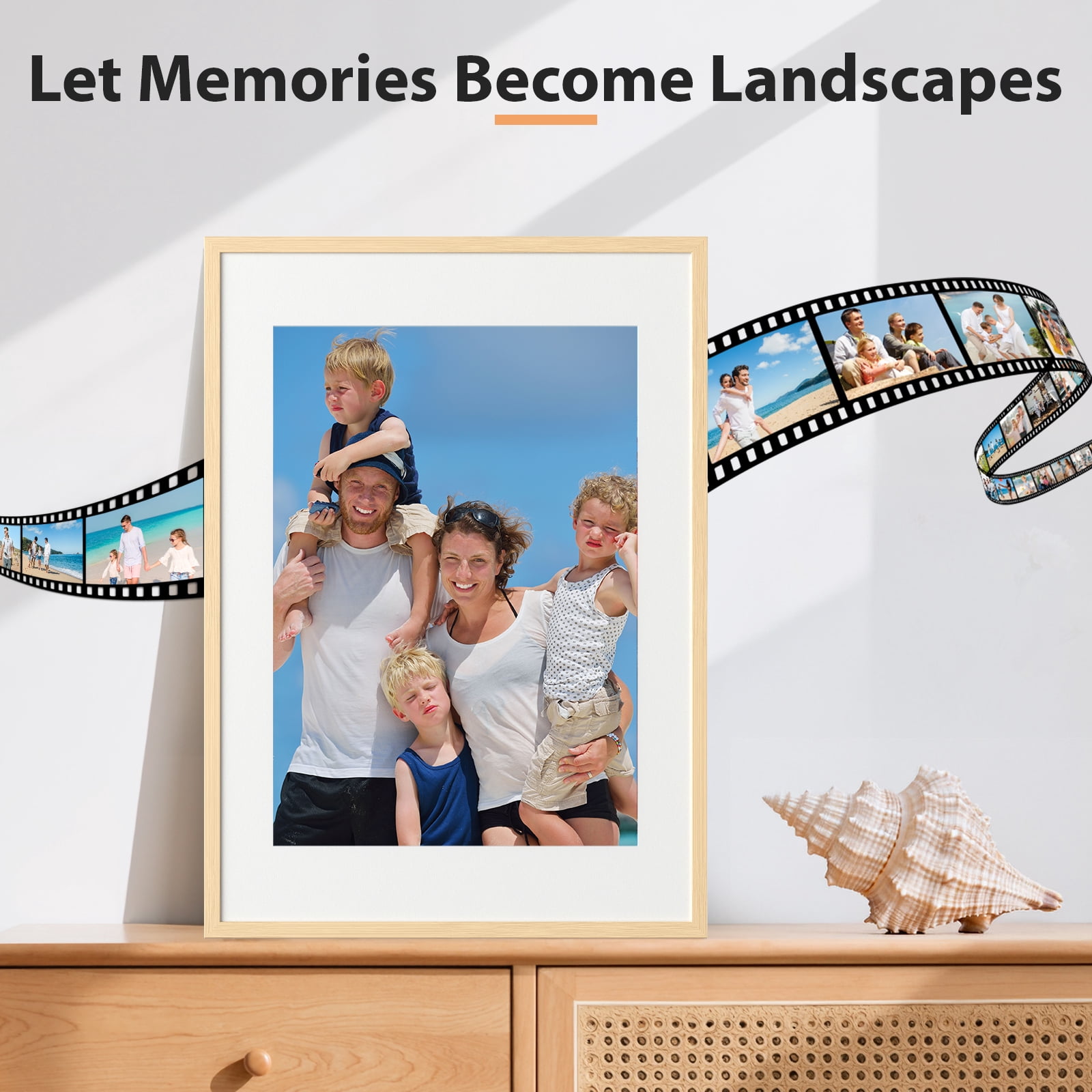 LIZEVINC 4 Pack 11x14 Picture Frame, Display Pictures 8x10 with Mat or 11x14 Without Mat, Wall Hanging Photo Frame, Wood Grain