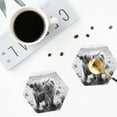 thumbnail image 5 of Pofeuu Yak Print Leather Coasters Set of 6, Round Cups Mugs Mat Pad for Home Kitchen Heat Resistant Drink Coasters,Hexagon, 5 of 7
