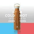 thumbnail image 6 of Elemental Classic Insulated Water Bottle, Leak Proof Thermos Water Bottle with Bamboo Lid and Metal Ring, Reusable Insulated Stainless Steel Water Bottle, 25oz - Teak Wood, 6 of 9