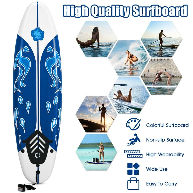 Gymax 6ft Surfing Body Board w/ 3 Removable Fins Safety