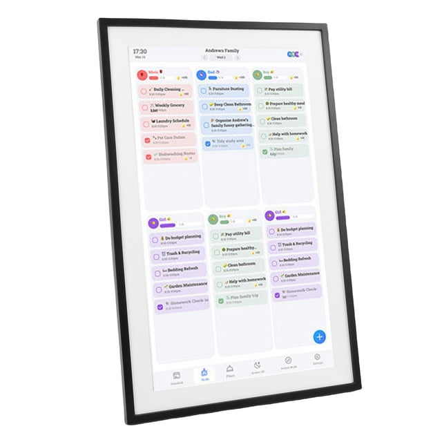 15.6 "Calendario Familiar Interactivo, Planificador Digital De Pantalla Táctil HD Con Pantalla De Video De Fotos, Soporte Del Escritorio De Pared, Sincronización