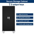 thumbnail image 5 of Pemberly Row Steel Metal Lockable Storage Shelving Cabinet with Wheels in Black, 5 of 6