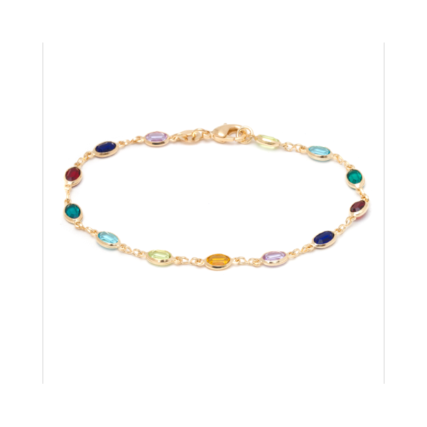 Sevil Designs 18K Gold Plated Crystal Oval Ankle Bracelet Dark