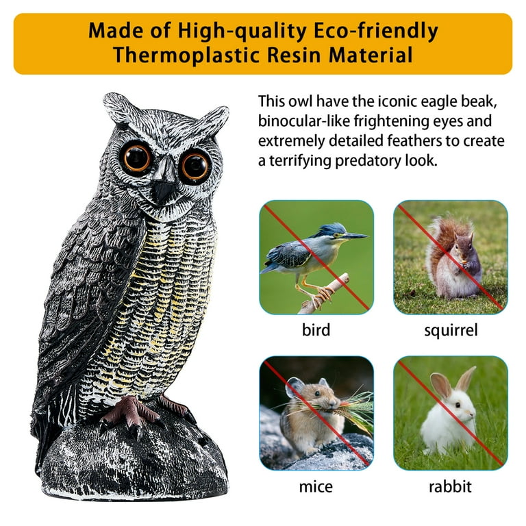 Solar Powered Owl Hunting Decoy Bird Scarer Deterrent Pest, 55 OFF
