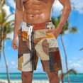 thumbnail image 2 of Virmaxy Men's Swim Trunks Shorts Retro Print Hawaiian Board Shorts with Elastic Waist Drawstring Quick Dry Summer Shorts for Surfing Pool Parties Khaki-1 XXXL, 2 of 5