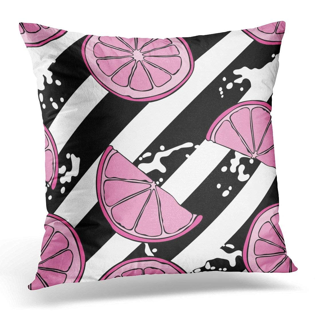 Pink and white striped pillow sale