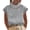 Gray, variant on Women's Linen Cut Out Top Eyelet Lace Hollow Out High Neck Short Sleeve Casual Boho Lightweight Loose Summer Blouse, Khaki L