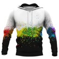 thumbnail image 4 of Men's Loose Fit Printed Hooded Sweatshirt, Long Sleeve Casual Pullover Fleece Hoodie for Street Style, Lounge, Autumn Winter,White,3XL, 4 of 5