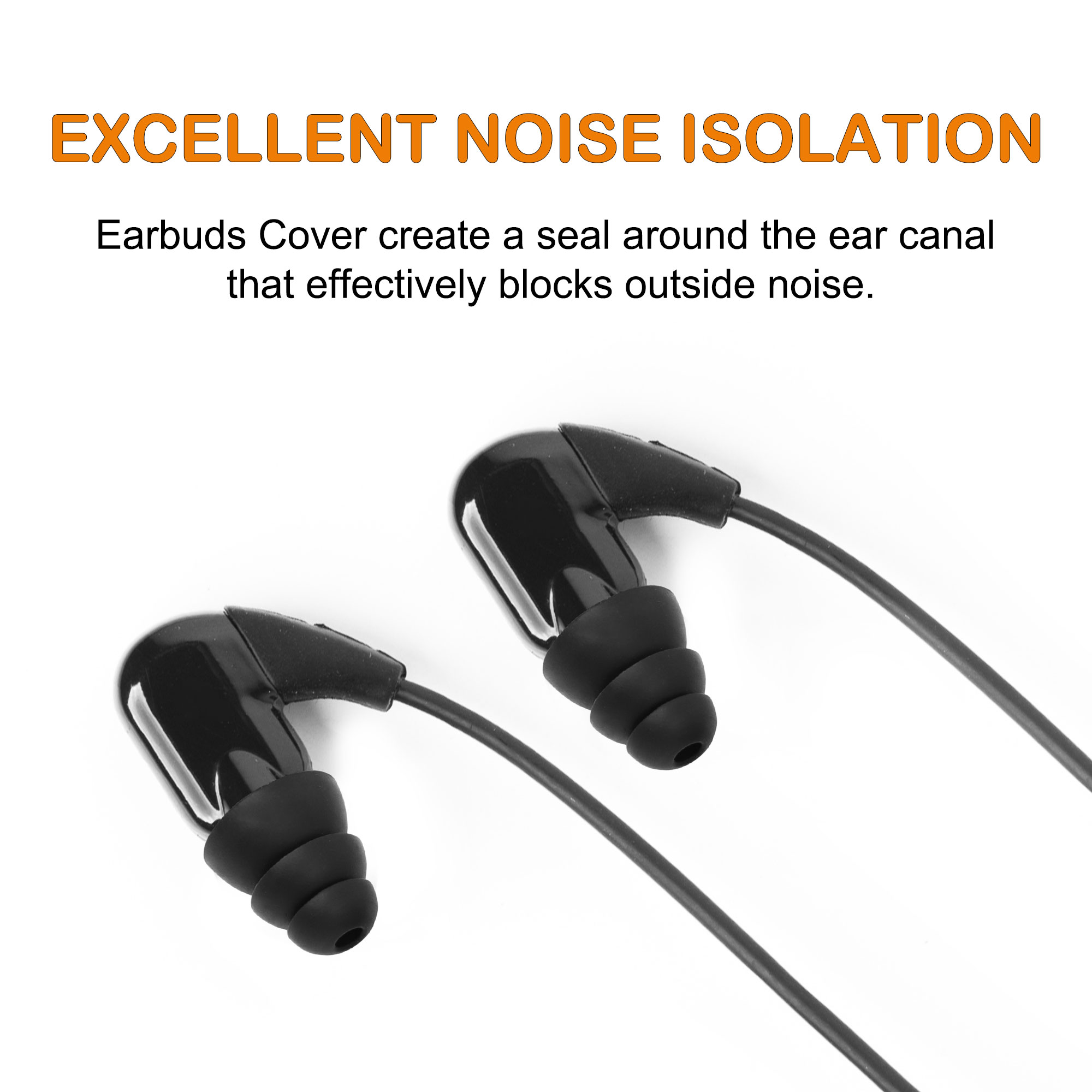 Unique Bargains Black 10pcs Silicone Earbuds 3 Flange Earbud Tips Fit 4mm-5mm Earplugs