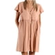 thumbnail image 1 of Falda oscilante de moda de verano para mujer Falda suelta de manga corta con orejas de madera de cintura alta con botones y cuello en V de color sólido Fridja  bnh3652, 1 of 7