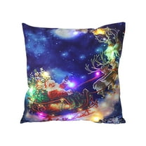 SLYNSHome Christmas Throw Pillow Cover with LED Lights,Light-up Winter Pillow Cases 18x18 inch Pillowcase Holiday Cushion Case for Couch Bed Sofa Decor