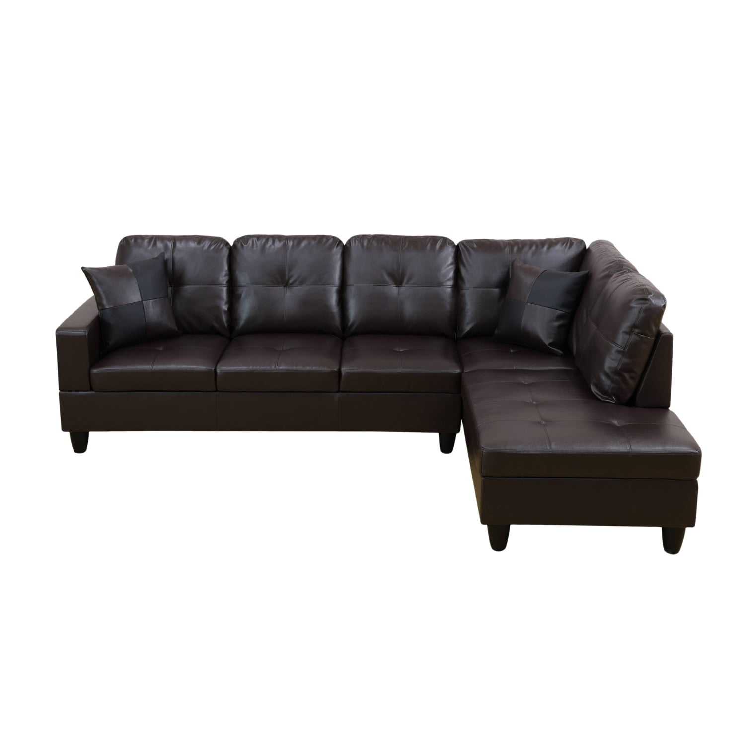 Hommoo Sofa Set, Faux Leather 2-Piece Couch Living Room Sofa Set, Brown