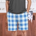 thumbnail image 6 of Men's Pajama Shorts Bottoms with Pockets Soft Lightweight Lounge Sleep Wear Blue Gingham Checker Pattern, 6 of 6