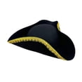 thumbnail image 2 of Sombrero pirata elegante de para cumpleaños, fiestas, disfraces y actuaciones en escenario. Ala de sombrero de encaje dorado, 2 of 8