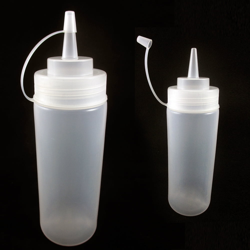 2 Pack 12oz Clear Plastic Squeeze Bottle Condiment Ketchup Mustard Oil Mayo Salt by Chef Craft